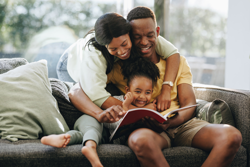 Family reading together